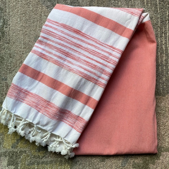 Better Homes And Gardens Coral and White Striped Fabric Shower Curtain - Picture 1 of 5